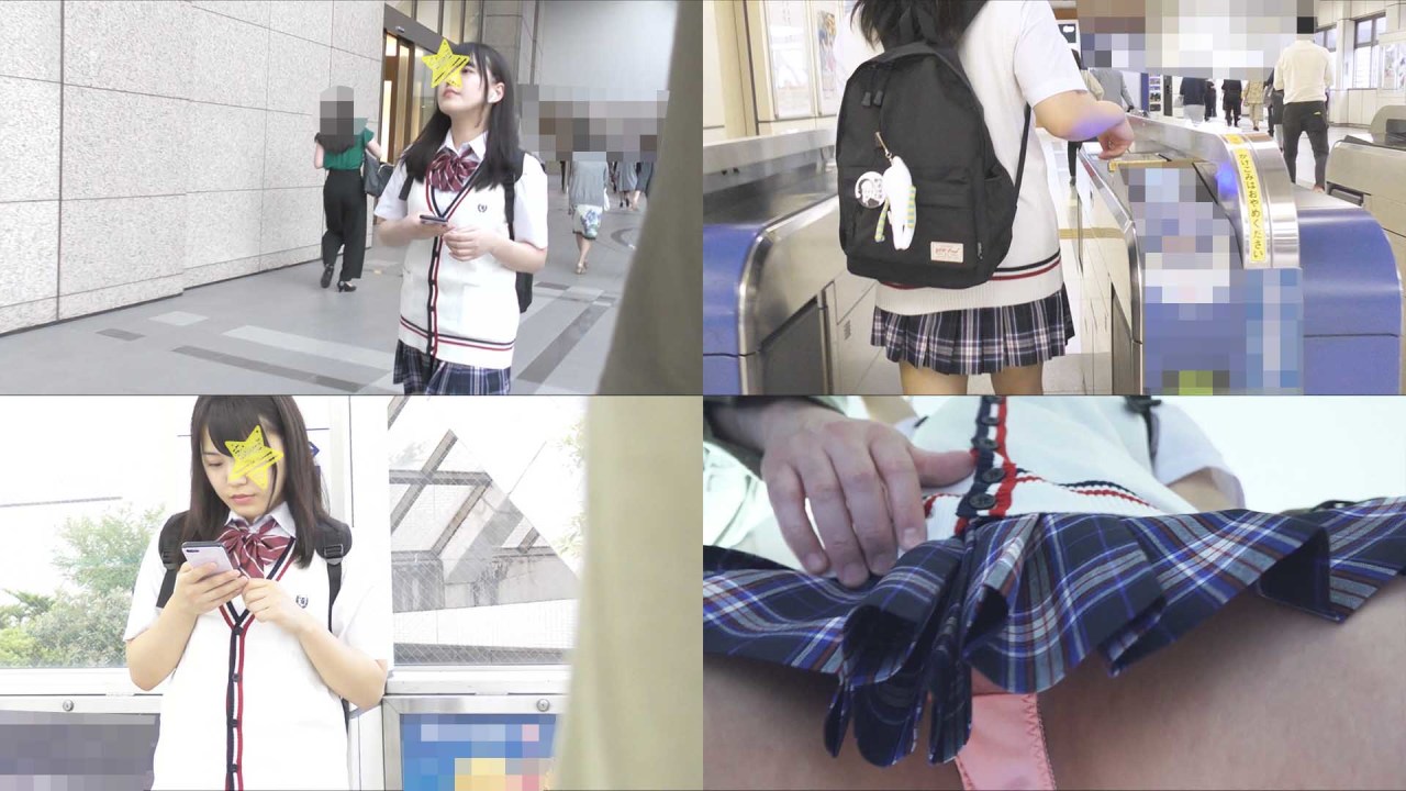 【電車チカン】顔出しJ○★車内で絶頂！某女子アナ激似の変態美少女＆セーラーにTバック！